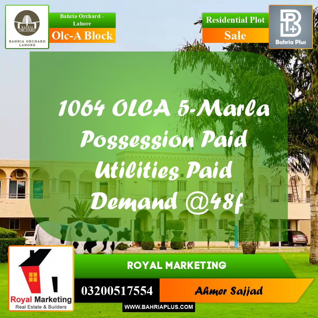 5 Marla Residential Plot for Sale in OLC-A Block -  Bahria Orchard, Lahore - (BP-278490)