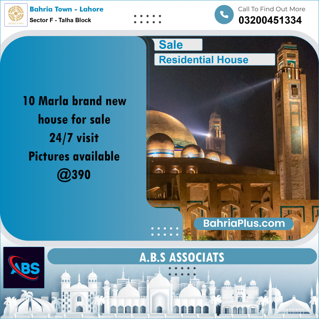 10 Marla Residential House for Sale in Sector F - Talha Block -  Bahria Town, Lahore - (BP-278503)