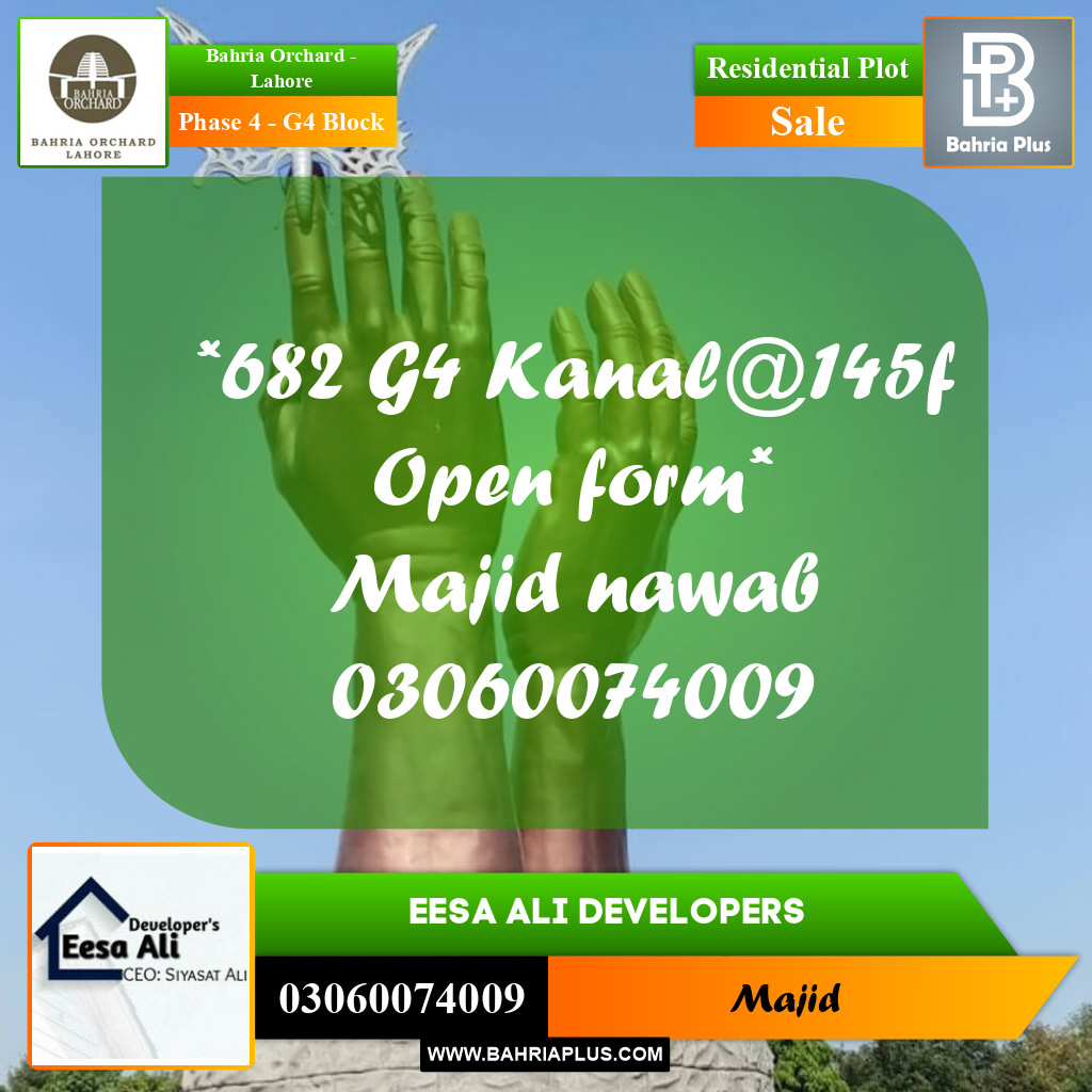 Residential Plot for Sale in Phase 4 - G4 Block -  Bahria Orchard, Lahore - (BP-278541)