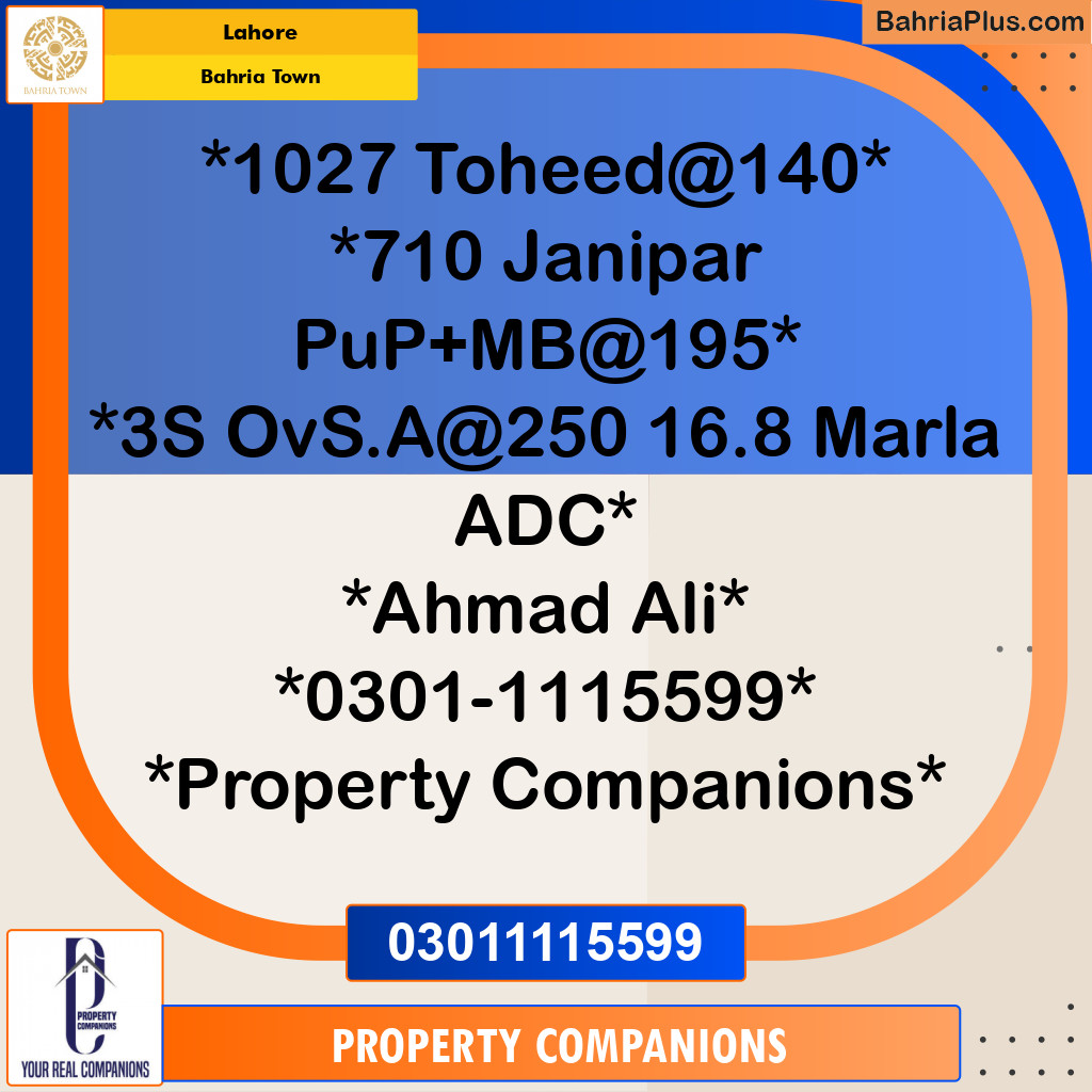Residential Plot for Sale in Bahria Town, Lahore - (BP-278603)