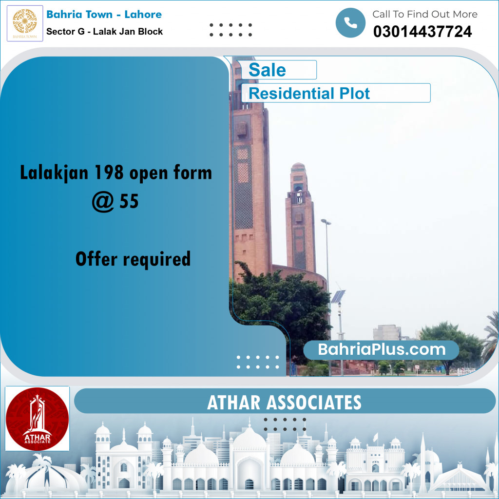 5 Marla Residential Plot for Sale in Sector G - Lalak Jan Block -  Bahria Town, Lahore - (BP-278638)