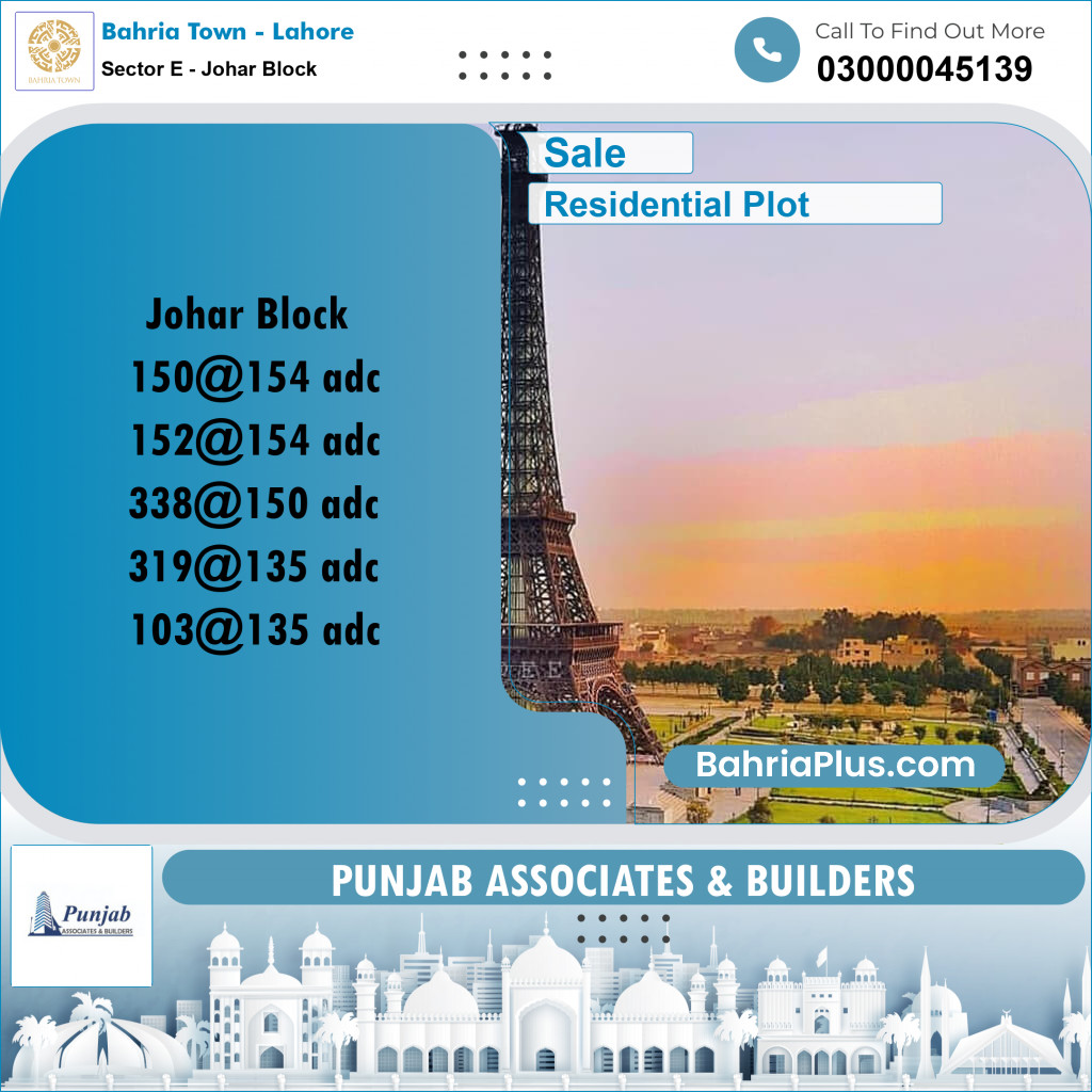 10 Marla Residential Plot for Sale in Sector E - Johar Block -  Bahria Town, Lahore - (BP-278642)