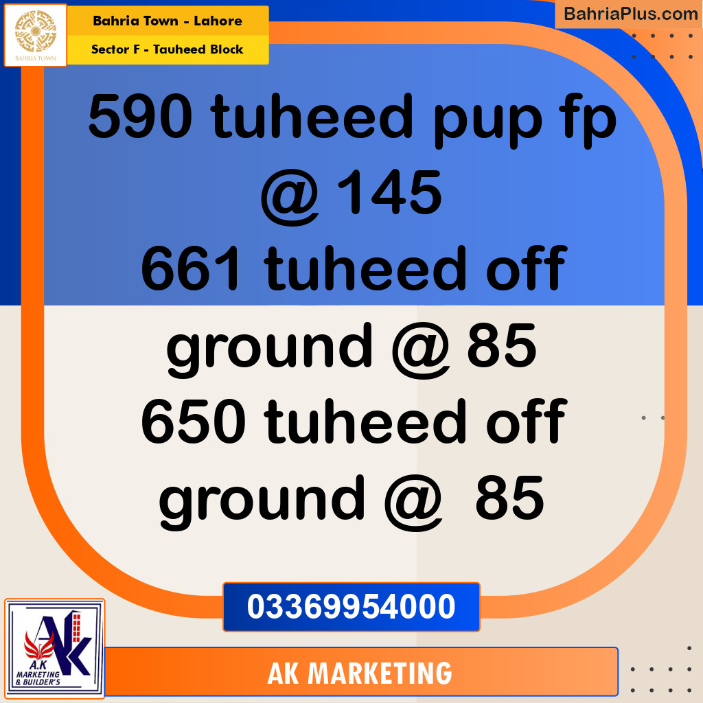 10 Marla Residential Plot for Sale in Sector F - Tauheed Block -  Bahria Town, Lahore - (BP-278665)
