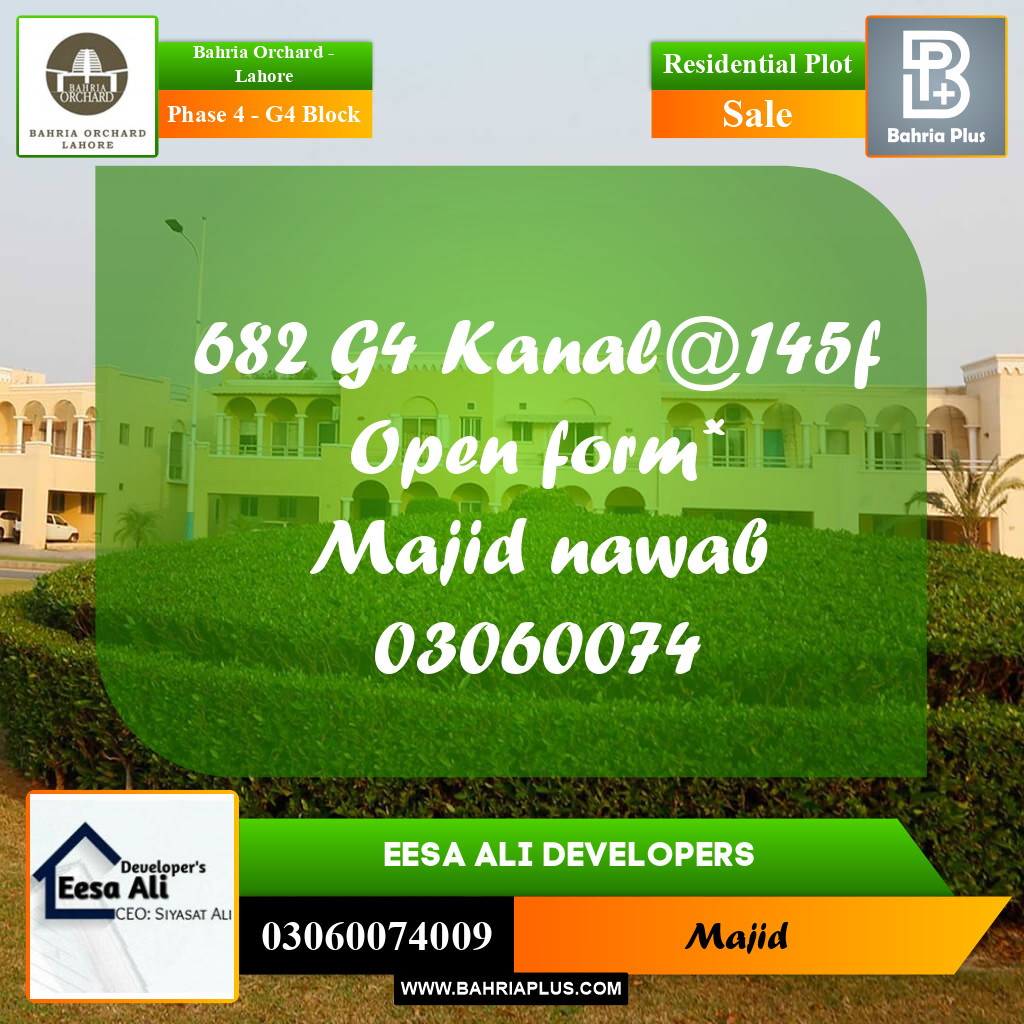 Residential Plot for Sale in Phase 4 - G4 Block -  Bahria Orchard, Lahore - (BP-278671)