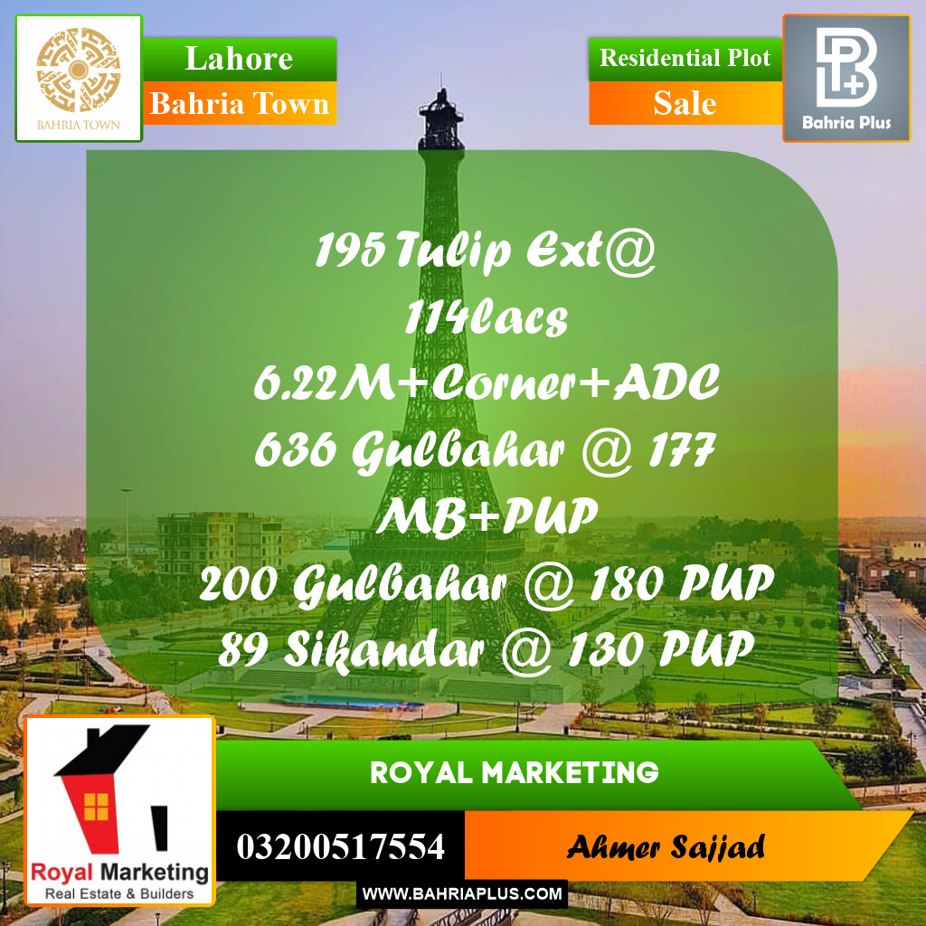 Residential Plot for Sale in Bahria Town, Lahore - (BP-278769)
