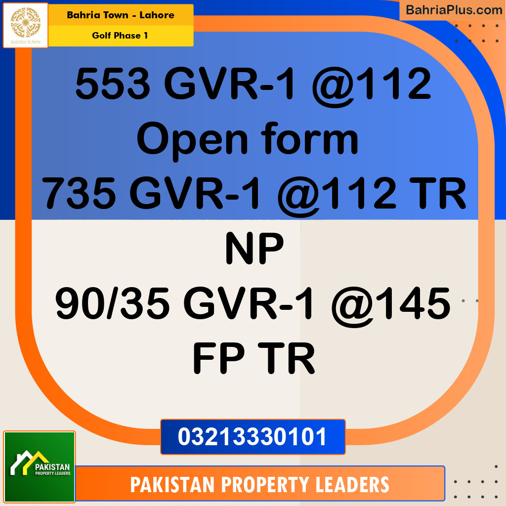 10 Marla Residential Plot for Sale in Golf Phase 1 -  Bahria Town, Lahore - (BP-278776)