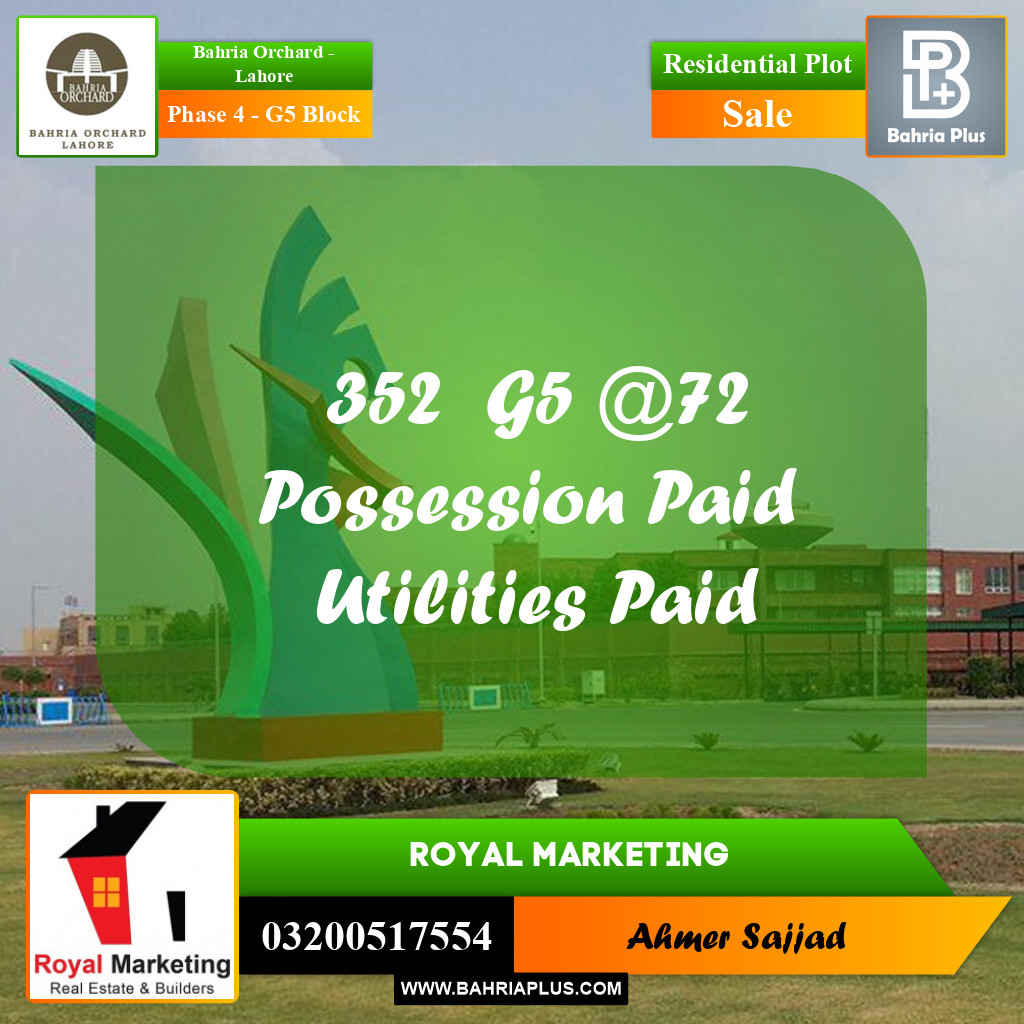 Residential Plot for Sale in Phase 4 - G5 Block -  Bahria Orchard, Lahore - (BP-278830)
