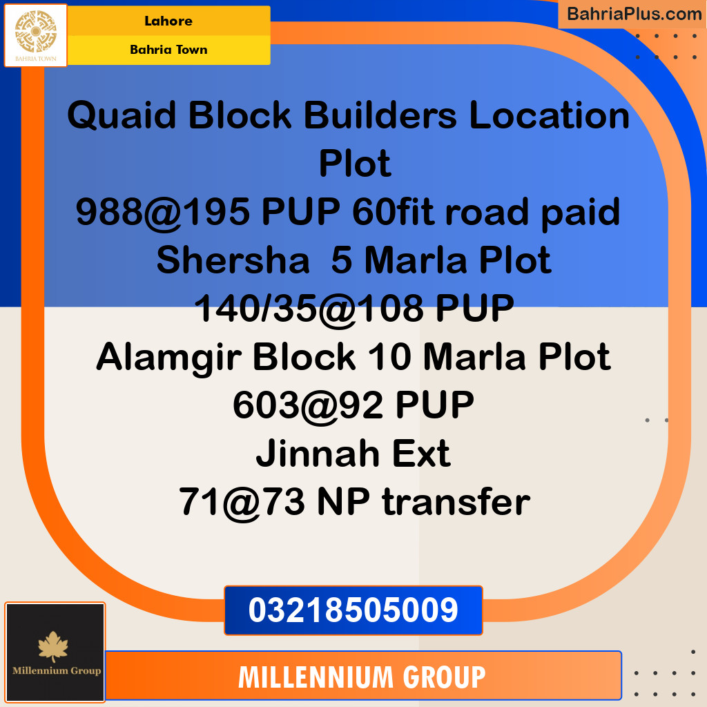 Residential Plot for Sale in Bahria Town, Lahore - (BP-278831)