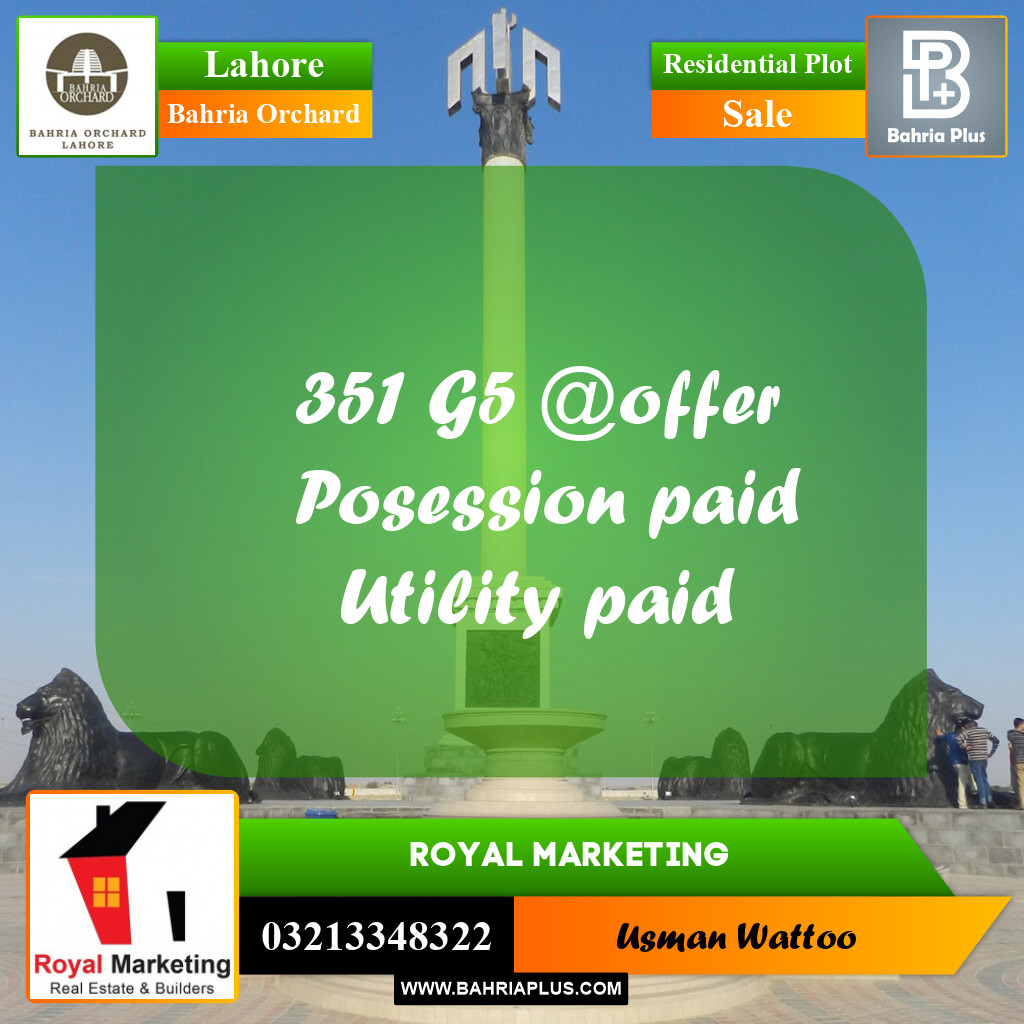 Residential Plot for Sale in Bahria Orchard, Lahore - (BP-278832)