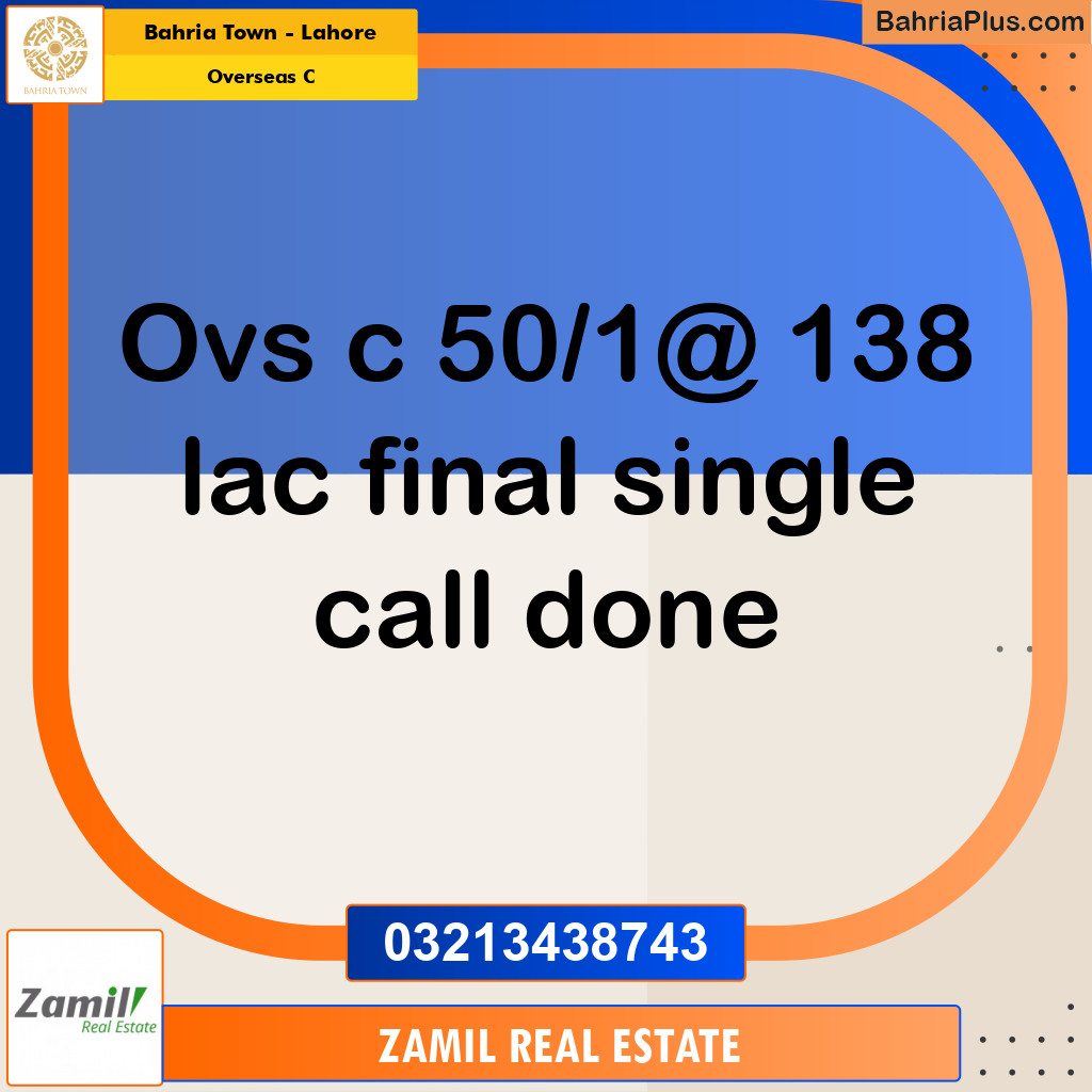 10 Marla Residential Plot for Sale in Overseas C -  Bahria Town, Lahore - (BP-278843)