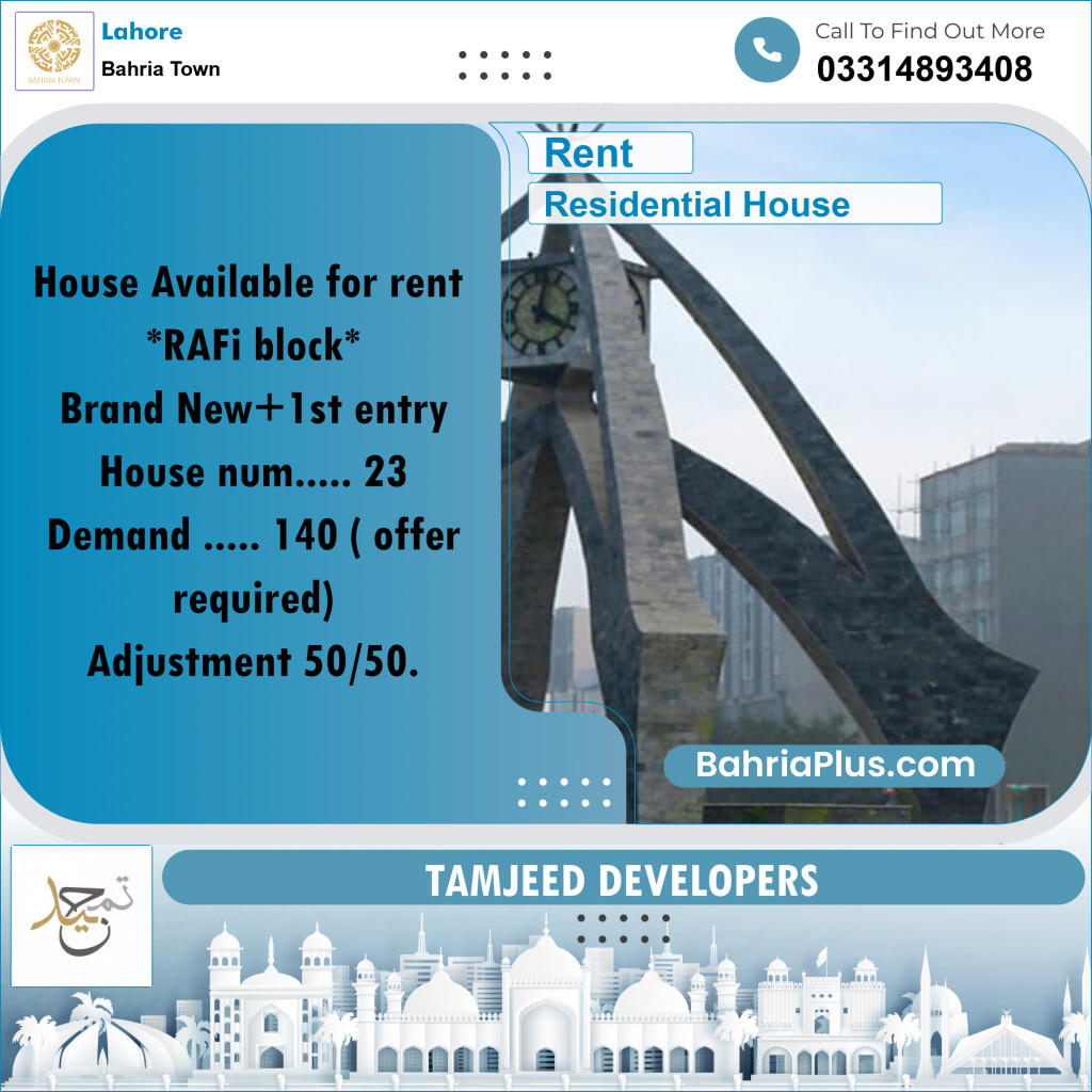 Residential House for Rent in Bahria Town, Lahore - (BP-278878)