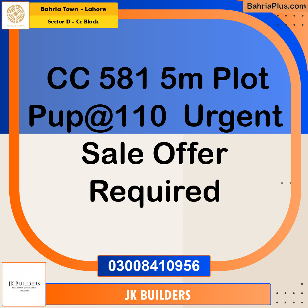 5 Marla Residential Plot for Sale in Sector D - CC Block -  Bahria Town, Lahore - (BP-278881)