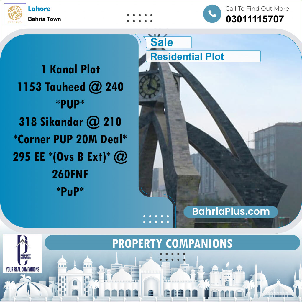 Residential Plot for Sale in Bahria Town, Lahore - (BP-278897)