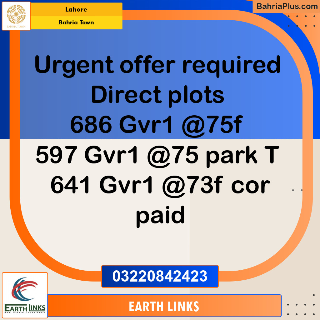 Residential Plot for Sale in Bahria Town, Lahore - (BP-278904)