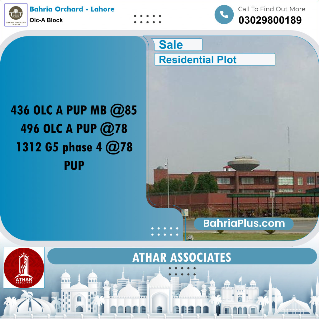 8 Marla Residential Plot for Sale in OLC-A Block -  Bahria Orchard, Lahore - (BP-278974)