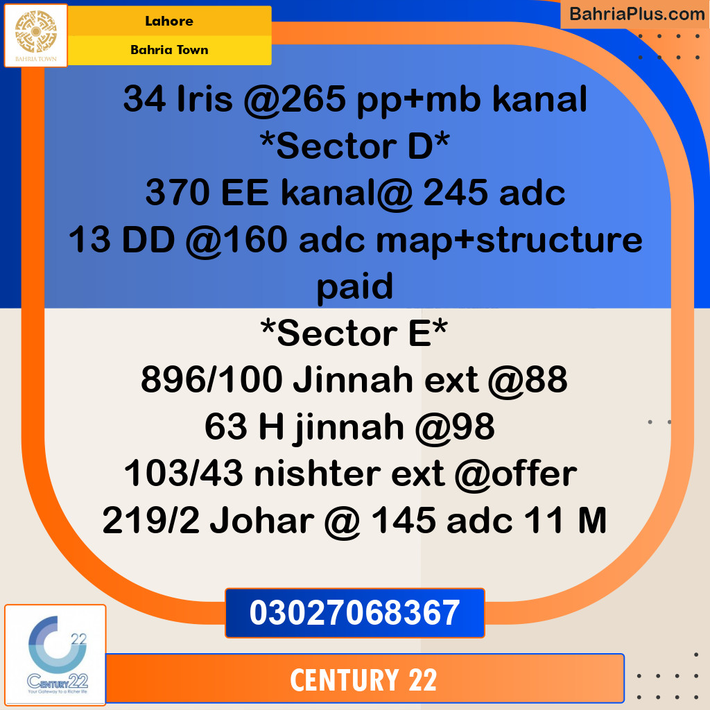 Residential Plot for Sale in Bahria Town, Lahore - (BP-278982)
