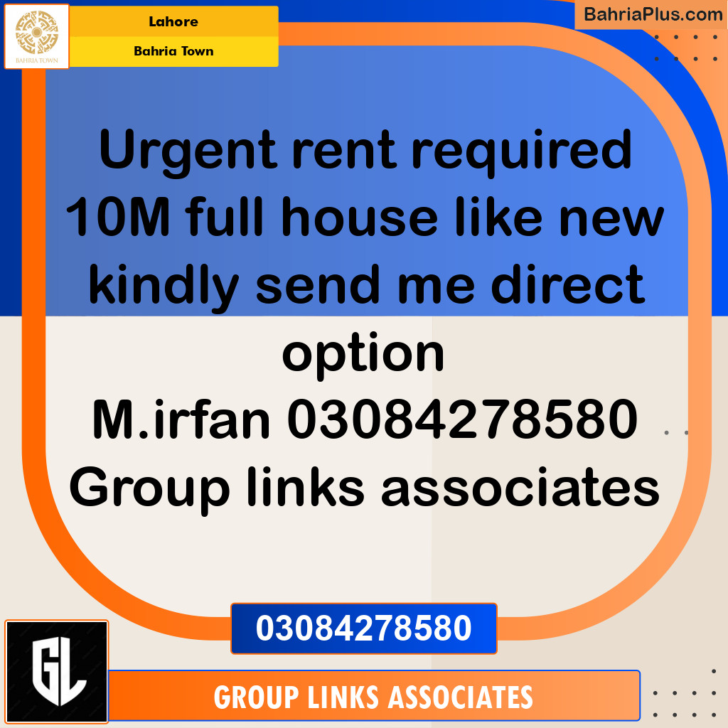Residential House for Rent in Bahria Town, Lahore - (BP-279003)