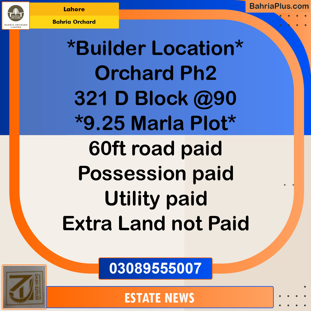 Residential Plot for Sale in Bahria Orchard, Lahore - (BP-279006)