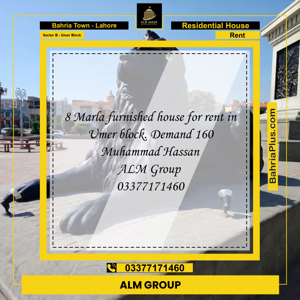 8 Marla Residential House for Rent in Sector B - Umer Block -  Bahria Town, Lahore - (BP-279047)