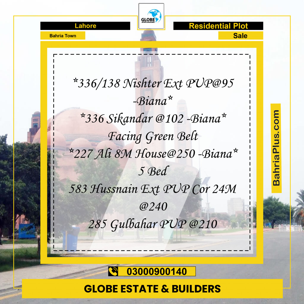 Residential Plot for Sale in Bahria Town, Lahore - (BP-279050)