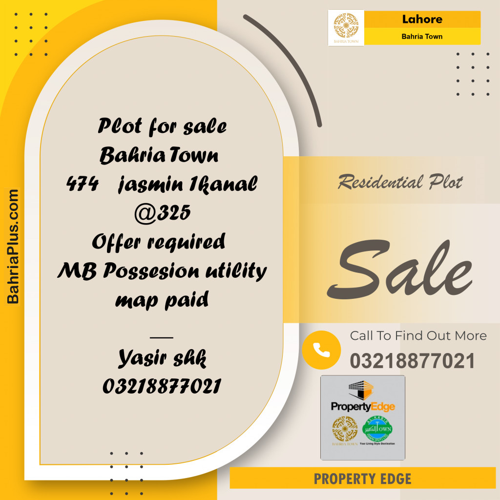 Residential Plot for Sale in Bahria Town, Lahore - (BP-279056)