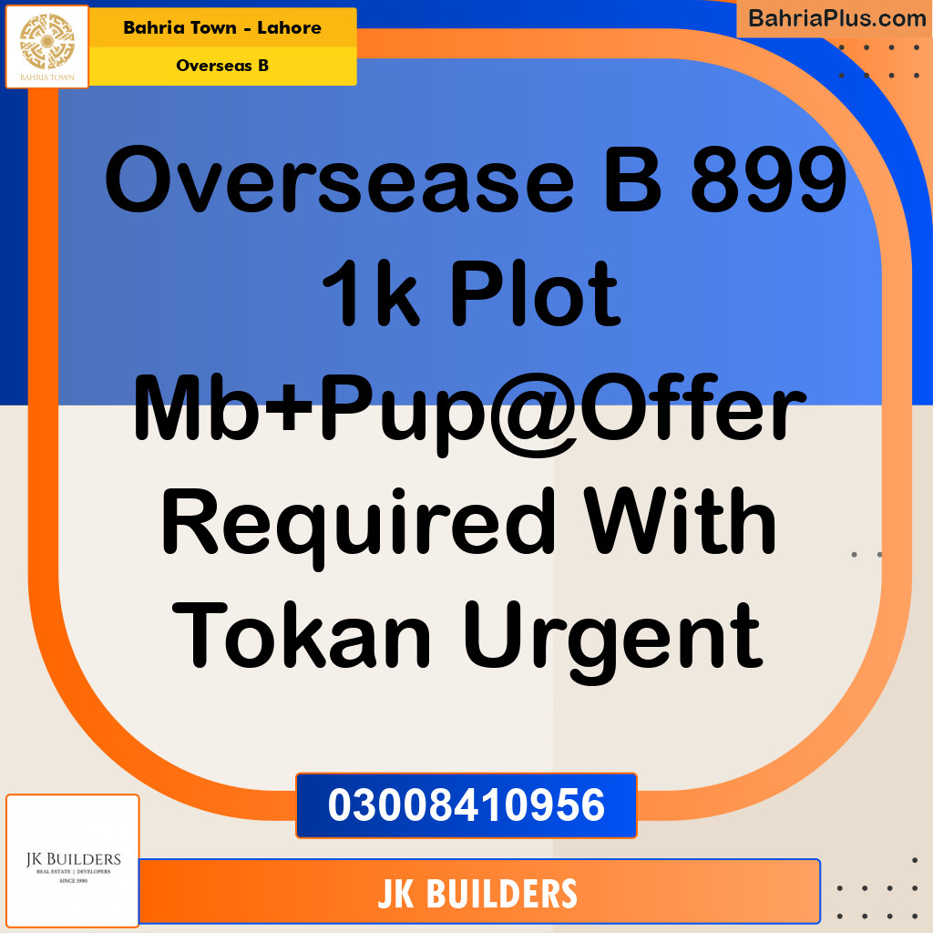 1 Kanal Residential Plot for Sale in Overseas B -  Bahria Town, Lahore - (BP-279060)