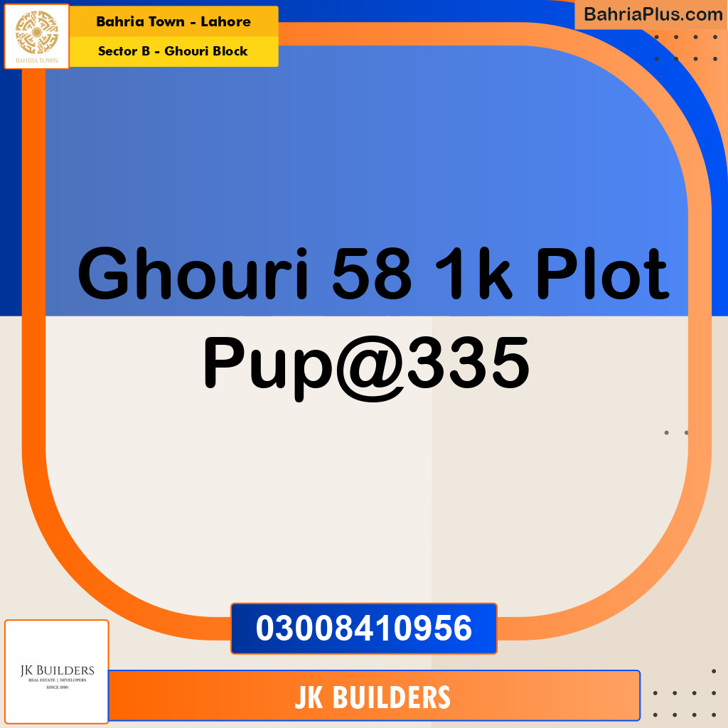 1 Kanal Residential Plot for Sale in Sector B - Ghouri Block -  Bahria Town, Lahore - (BP-279061)