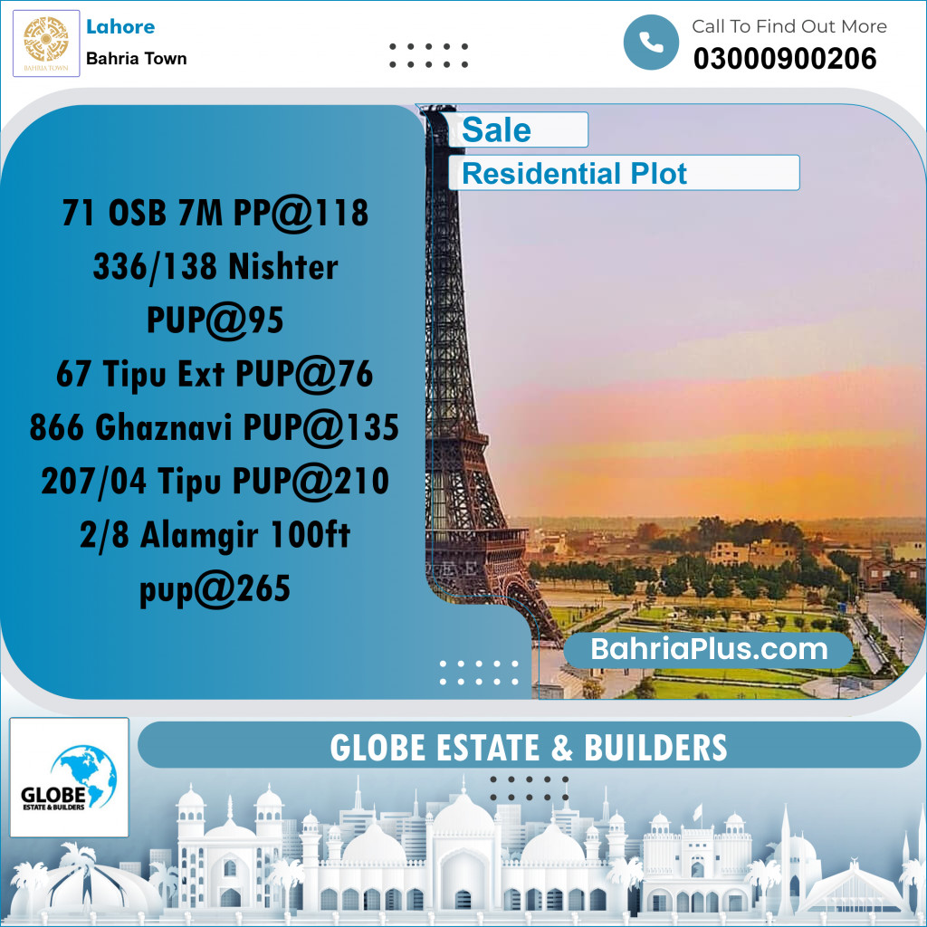 Residential Plot for Sale in Bahria Town, Lahore - (BP-279069)