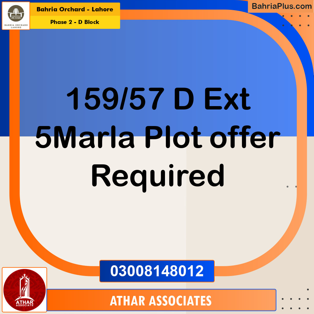 5 Marla Residential Plot for Sale in Phase 2 - D Block -  Bahria Orchard, Lahore - (BP-279105)