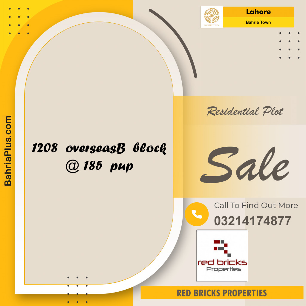 Residential Plot for Sale in Bahria Town, Lahore - (BP-279141)