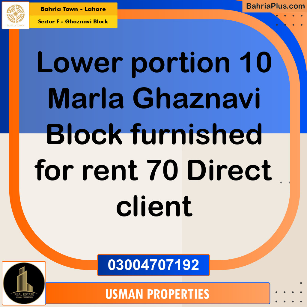 10 Marla Residential House for Rent in Sector F - Ghaznavi Block -  Bahria Town, Lahore - (BP-279159)
