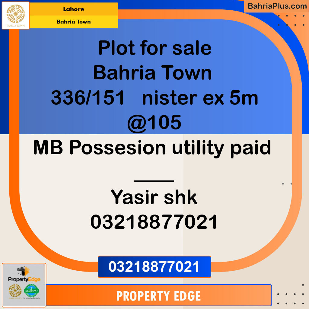 Residential Plot for Sale in Bahria Town, Lahore - (BP-279219)