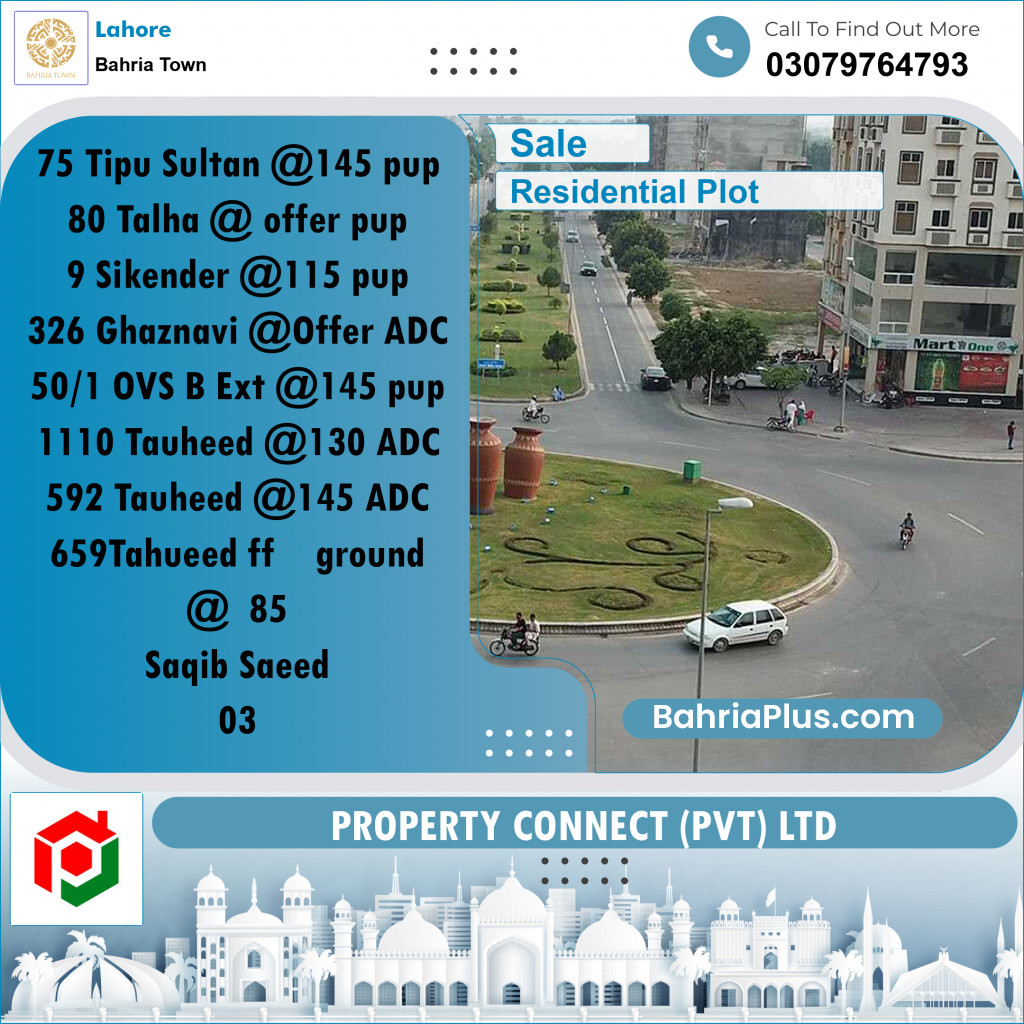 Residential Plot for Sale in Bahria Town, Lahore - (BP-279220)