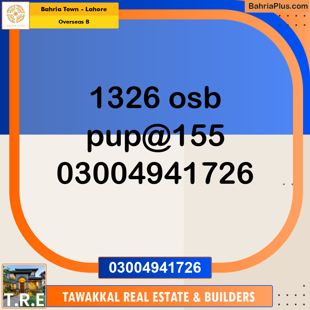 10 Marla Residential Plot for Sale in Overseas B -  Bahria Town, Lahore - (BP-279233)