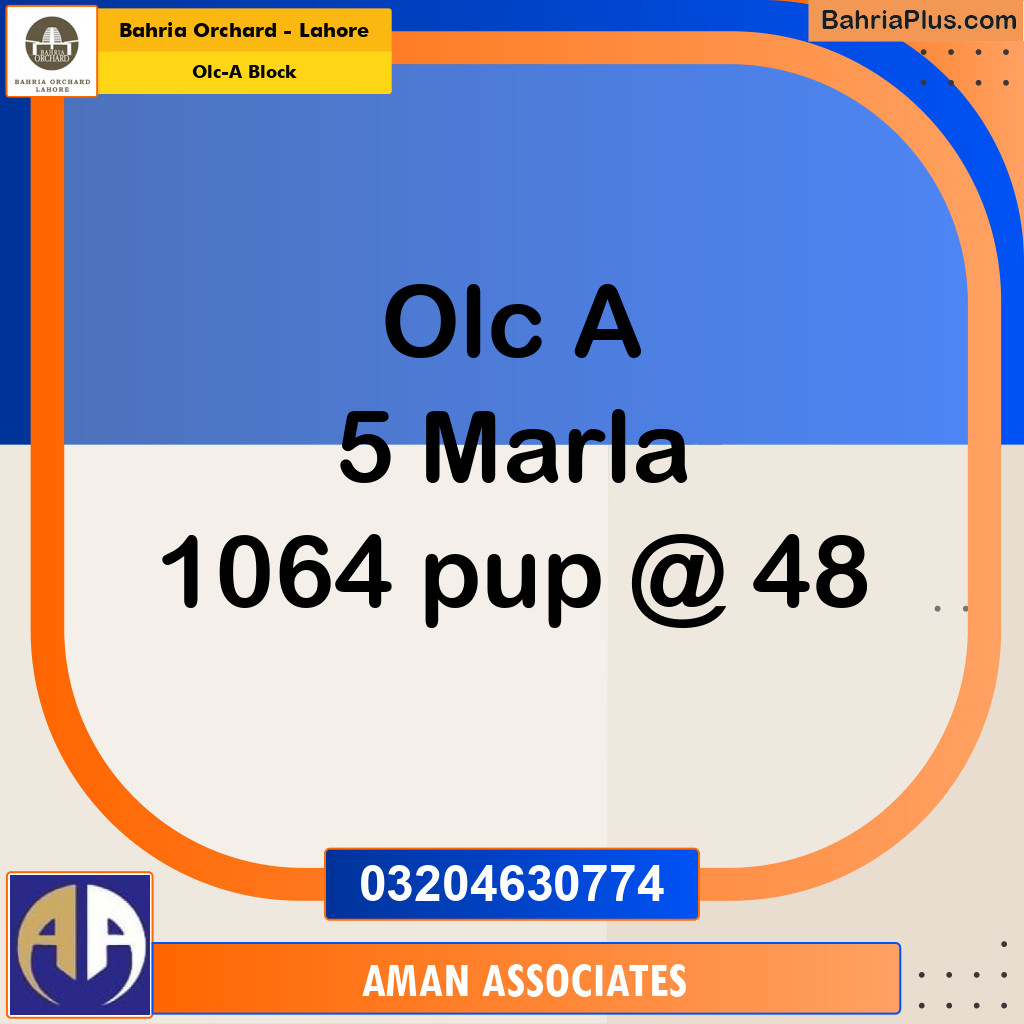 5 Marla Residential Plot for Sale in OLC-A Block -  Bahria Orchard, Lahore - (BP-279239)