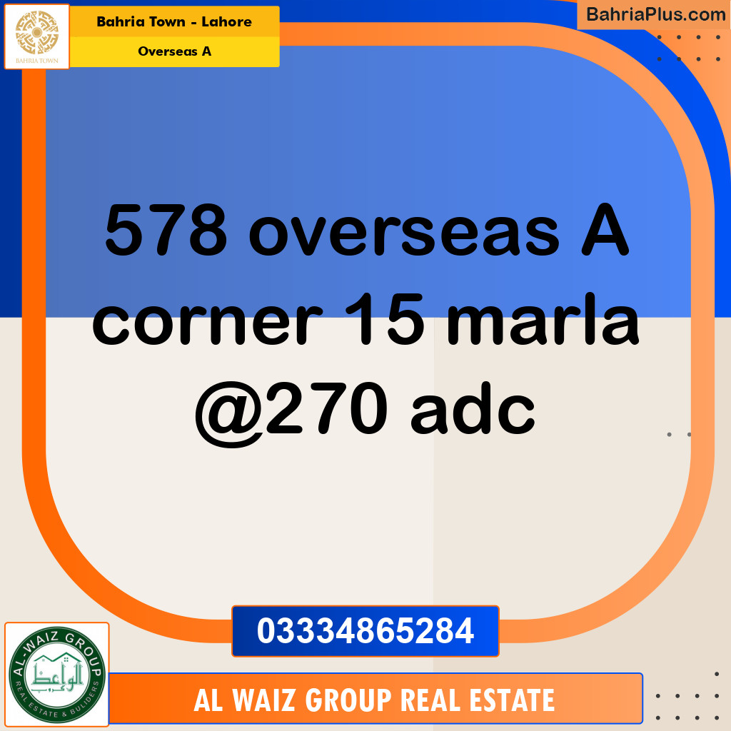 Residential Plot for Sale in Overseas A -  Bahria Town, Lahore - (BP-279241)