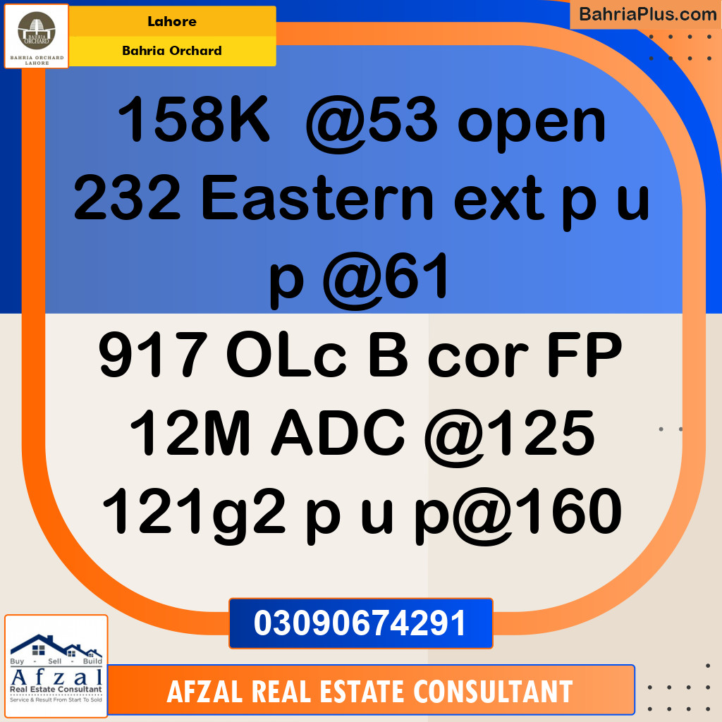 Residential Plot for Sale in Bahria Orchard, Lahore - (BP-279257)