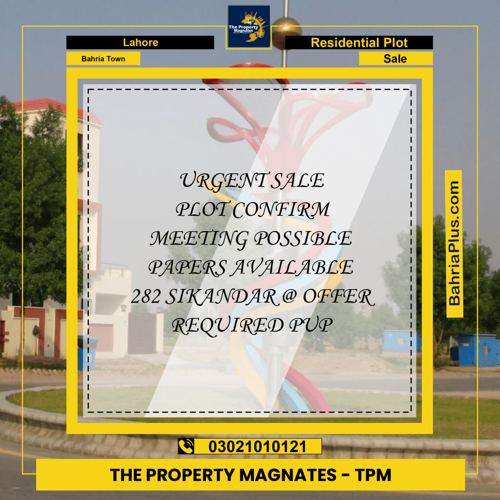 10 Marla Residential Plot for Sale in Bahria Town, Lahore - (BP-279273)