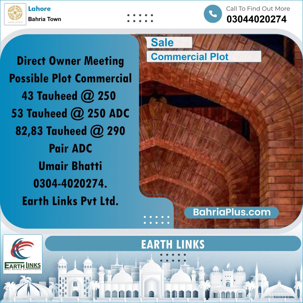 5 Marla Commercial Plot for Sale in Bahria Town, Lahore - (BP-279278)