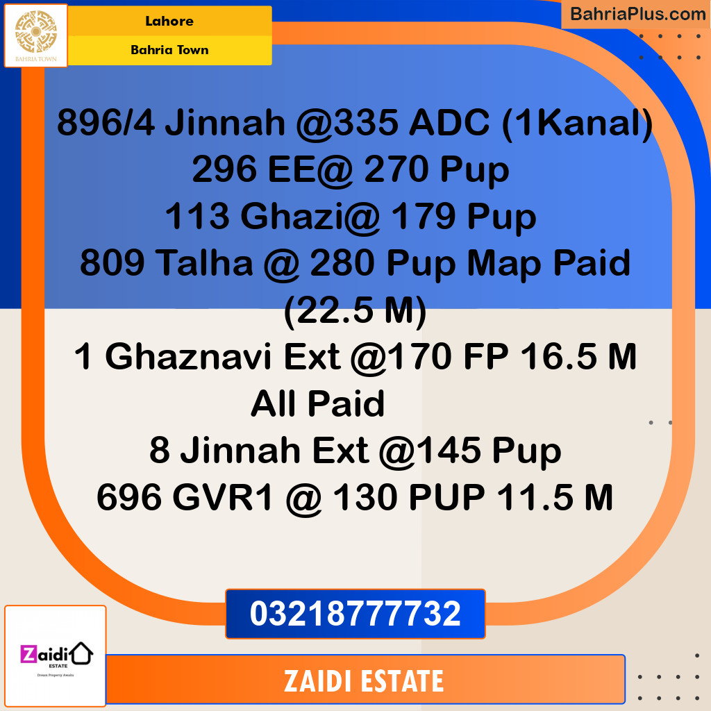 Residential Plot for Sale in Bahria Town, Lahore - (BP-279280)