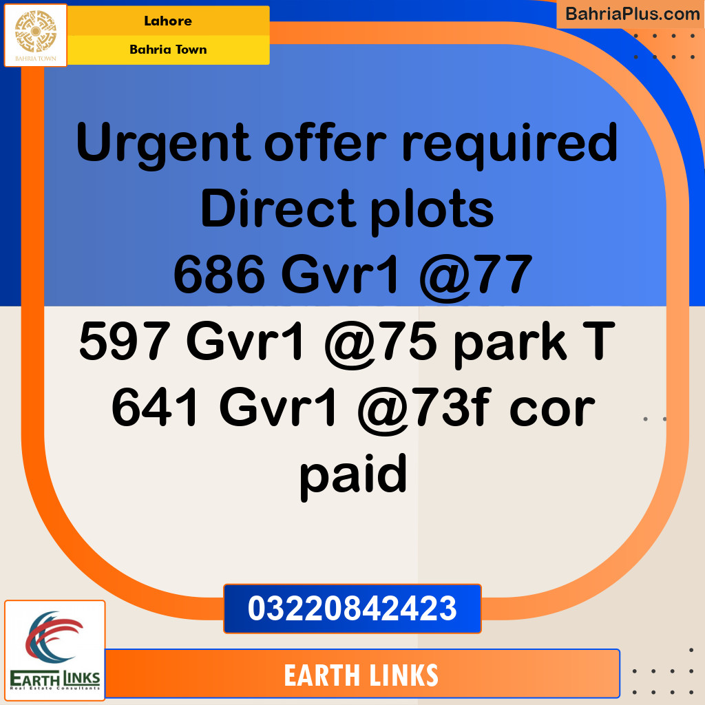 Residential Plot for Sale in Bahria Town, Lahore - (BP-279367)