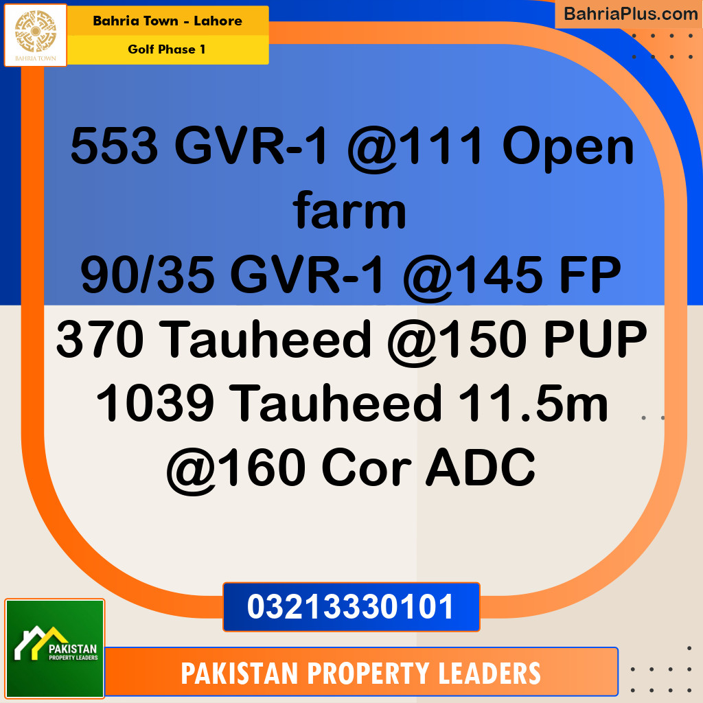 10 Marla Residential Plot for Sale in Golf Phase 1 -  Bahria Town, Lahore - (BP-279371)
