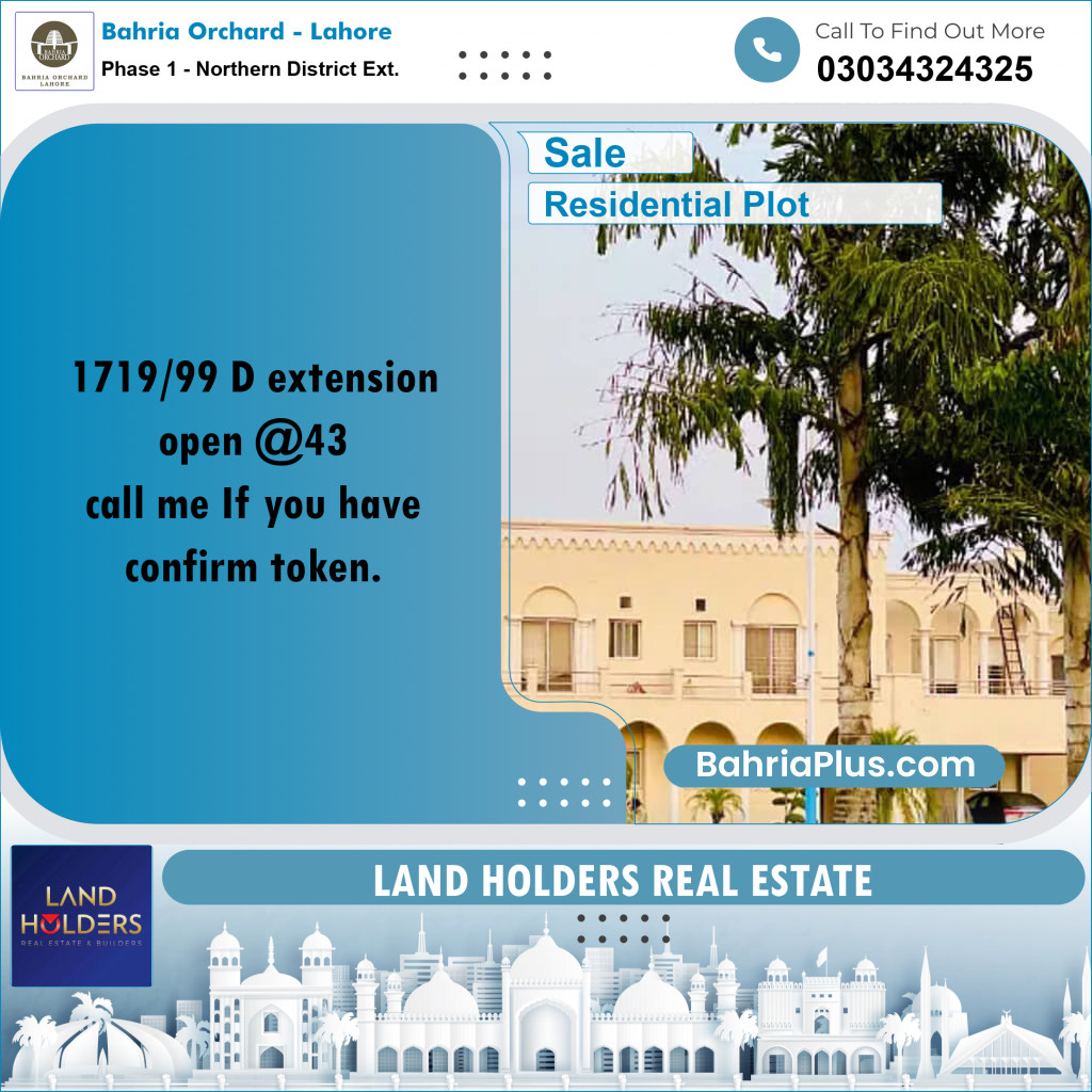 5 Marla Residential Plot for Sale in Phase 1 - Northern District Ext. -  Bahria Orchard, Lahore - (BP-279377)