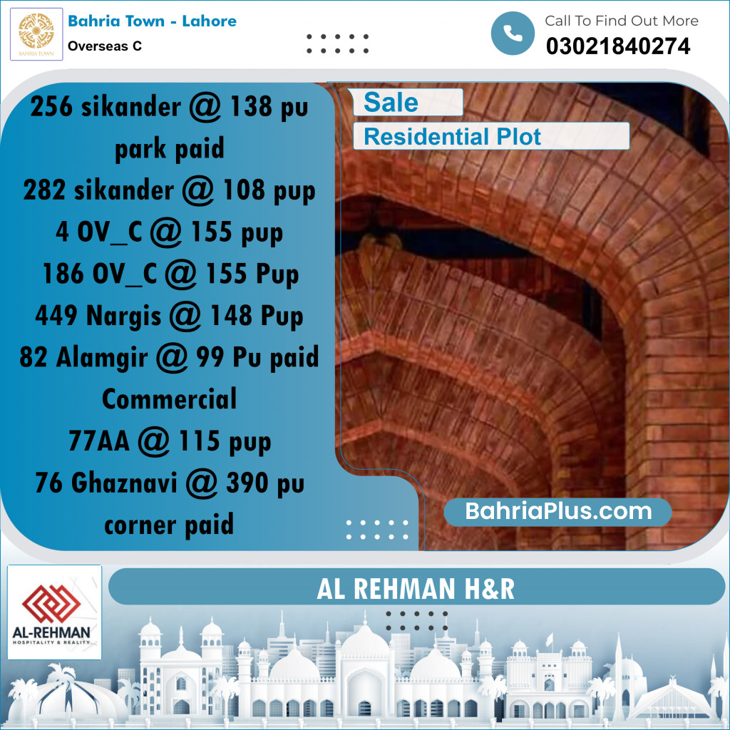10 Marla Residential Plot for Sale in Overseas C -  Bahria Town, Lahore - (BP-279380)