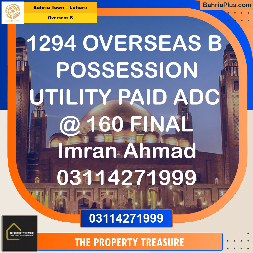 10 Marla Residential Plot for Sale in Overseas B -  Bahria Town, Lahore - (BP-279397)