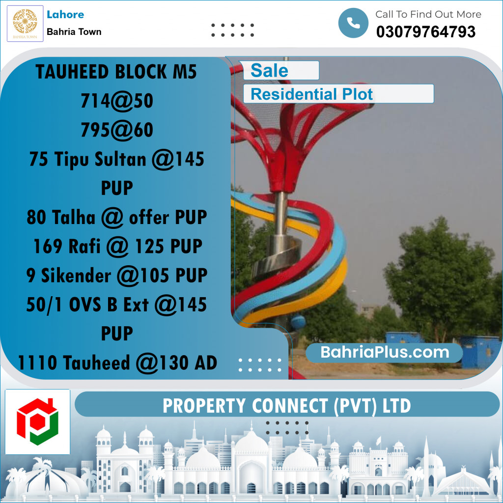 Residential Plot for Sale in Bahria Town, Lahore - (BP-279400)
