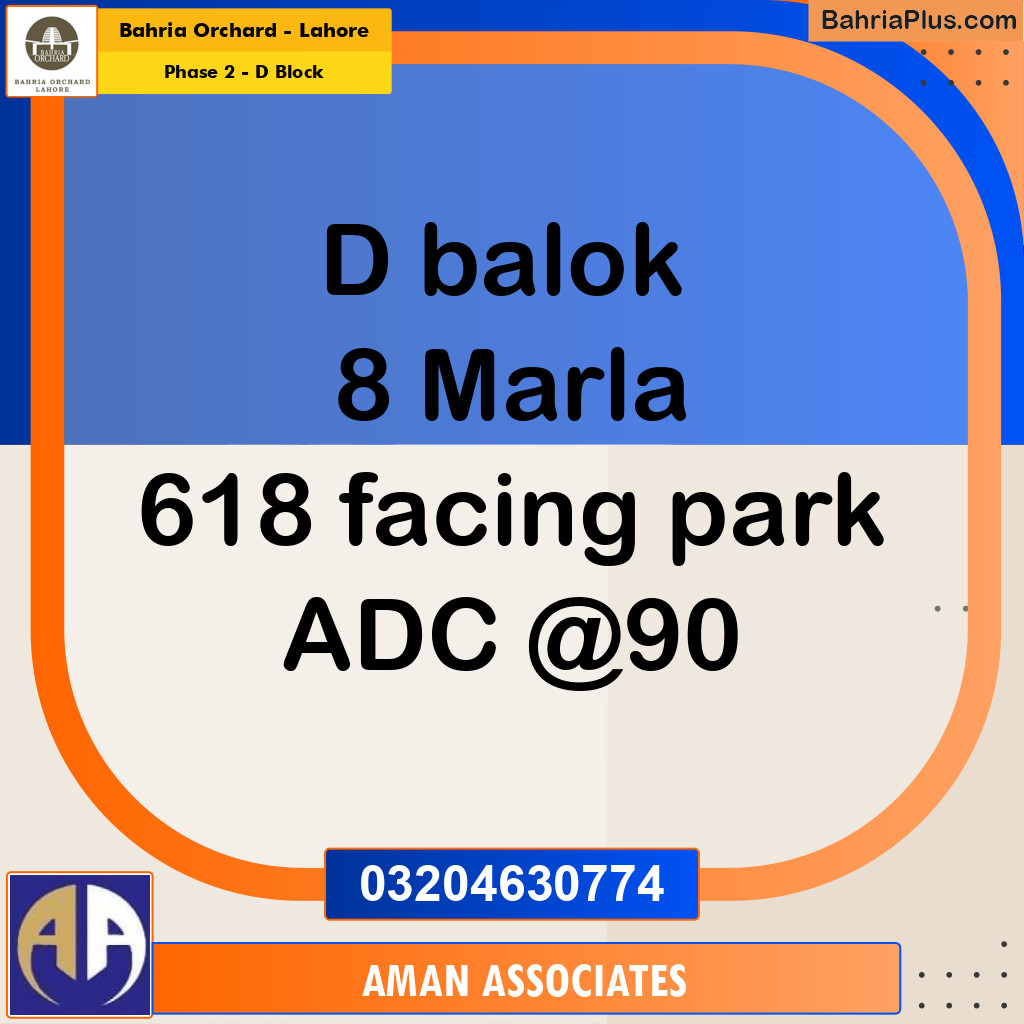 8 Marla Residential Plot for Sale in Phase 2 - D Block -  Bahria Orchard, Lahore - (BP-279482)