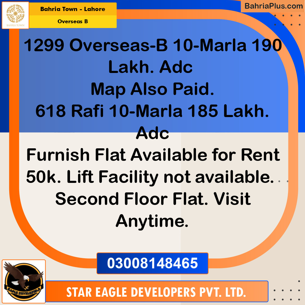 10 Marla Residential Plot for Sale in Overseas B -  Bahria Town, Lahore - (BP-279487)