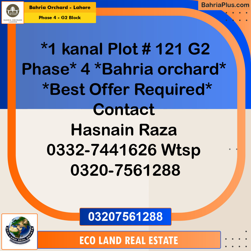 1 Kanal Residential Plot for Sale in Phase 4 - G2 Block -  Bahria Orchard, Lahore - (BP-279512)