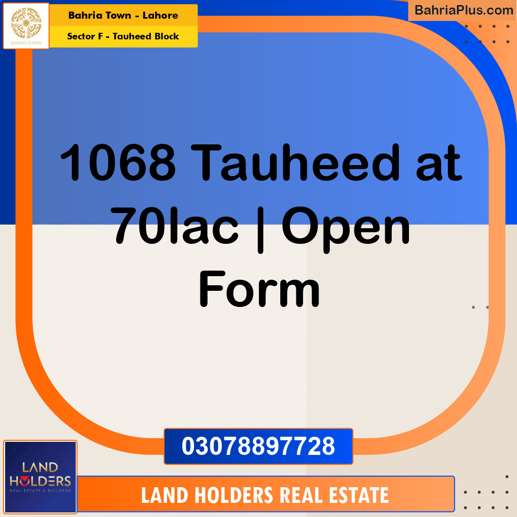 5 Marla Residential Plot for Sale in Sector F - Tauheed Block -  Bahria Town, Lahore - (BP-279534)